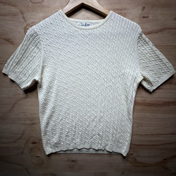 PENDLETON Women's Small Sweater Short Sleeve Pullover Cotton‎ Cable Knit Cotton - Picture 1 of 5